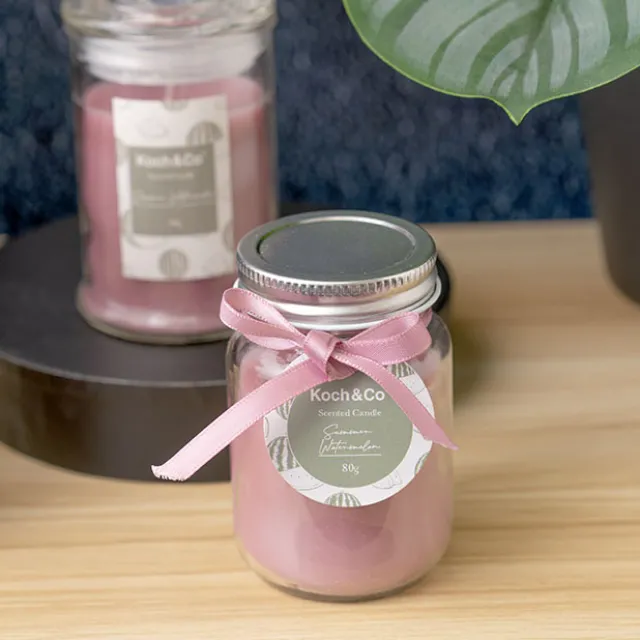 Scented Mason Jar Candle Pink Summer Watermelon 80g (6x8cmH)