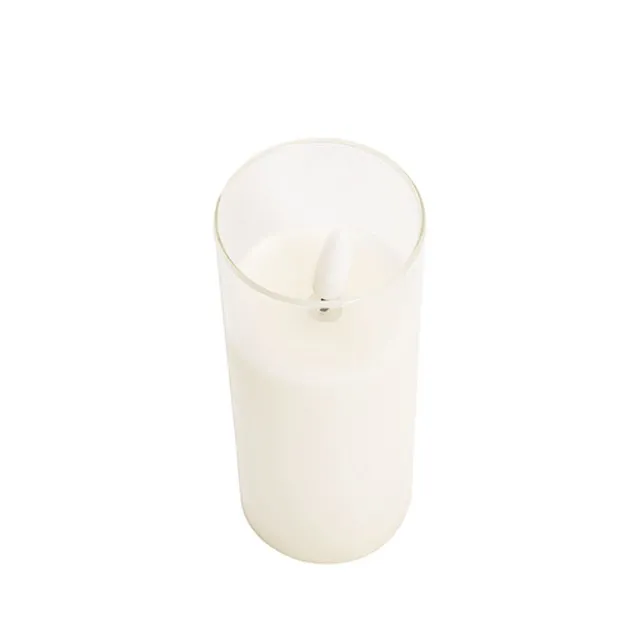 LED Glass Trueflame Flickering Event Pillar Candle 7.5x25cmH