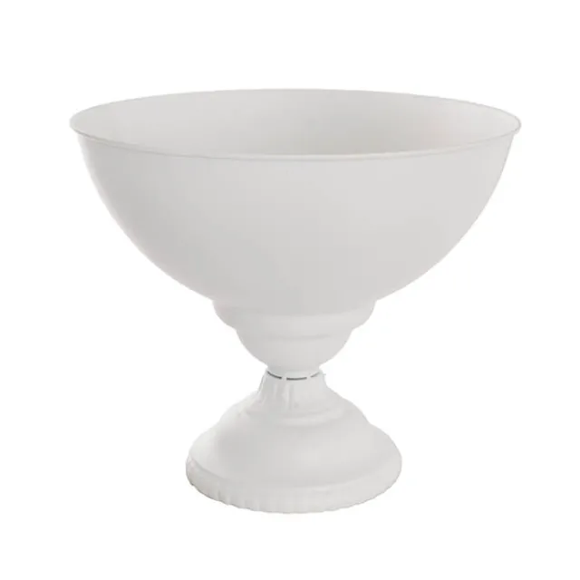 Metal Compote Round Bowl Vase White (38cmDx31.5cmH)