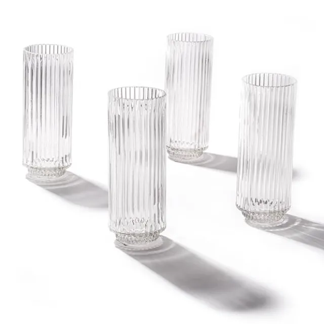 Glass Craft Ripple Vase Candle Holder Clear (6x16cmH)
