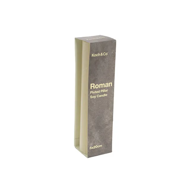 Roman Fluted Pillar Candle Off White (5x20cmH)