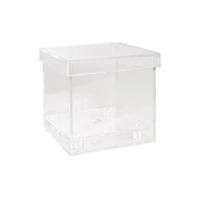 Acrylic Single Rose Display Bomboniere Box (9x9x9Hcm)