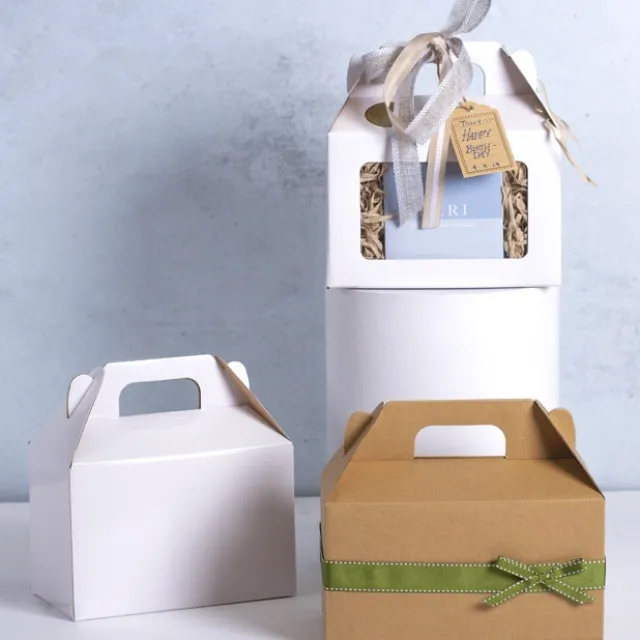 Gable Box With Window Flat Pack Large White(24x13x13Hcm)