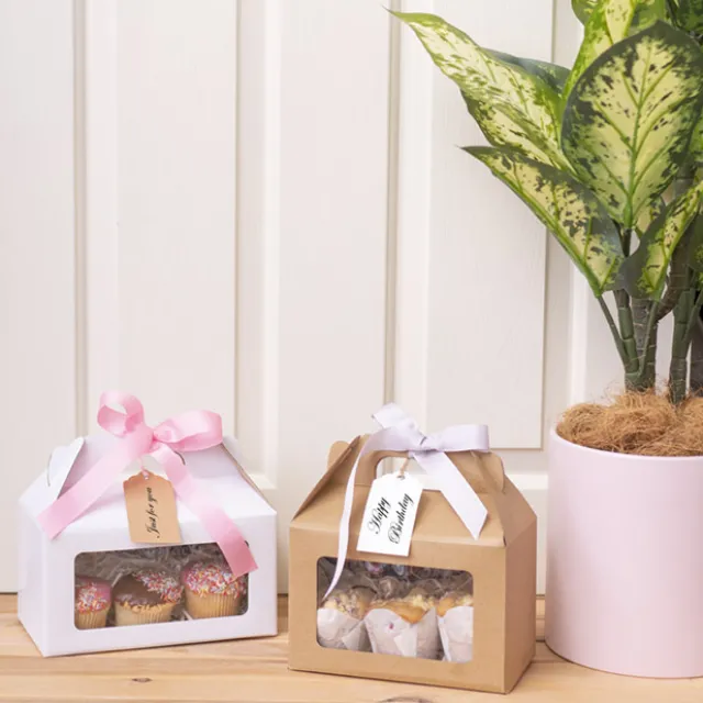 Gable Box With Window Flat Pack Large White(24x13x13Hcm)