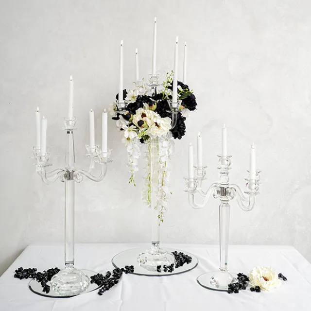 Elegant Crystal Glass 5 Arm Candelabra Clear (51cmH)