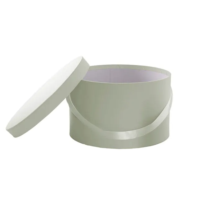 Flower Hat Box Grande Round Sage Green Set 3 (25Dx15cmH)