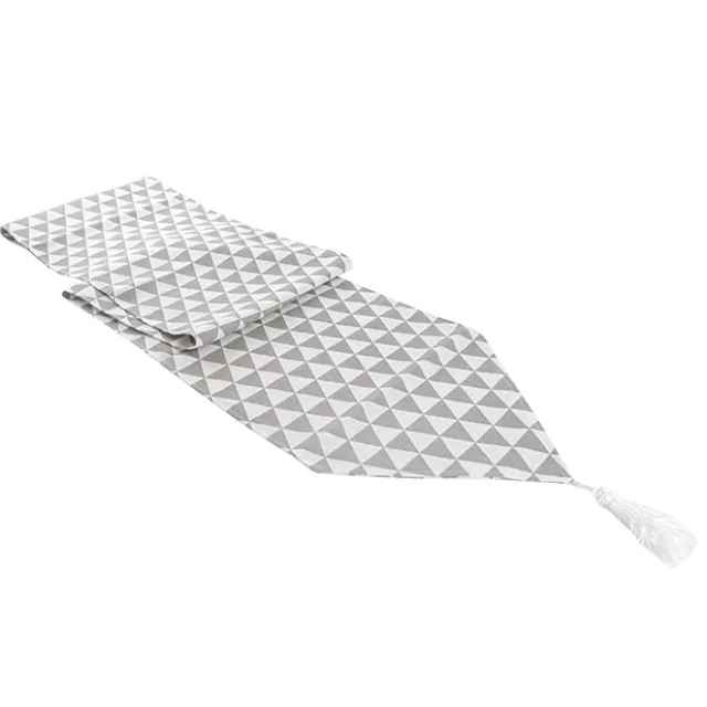 Table Runner Geometric Pattern Light Grey (30cmx180cmL)