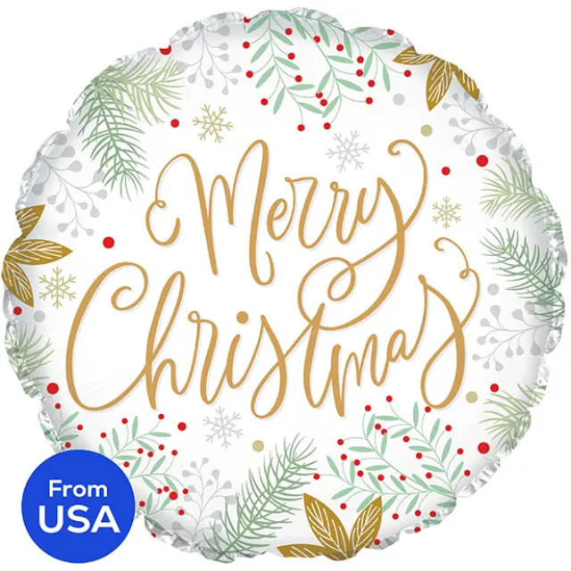 Foil Balloon 17" Merry Christmas Gold & Mint