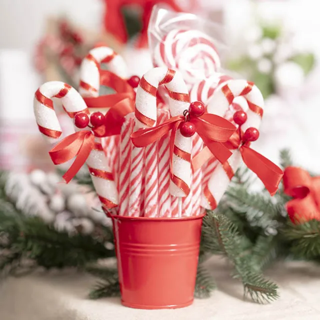 Candy Cane & Berry Picks Pack 4 Red (20cmH)