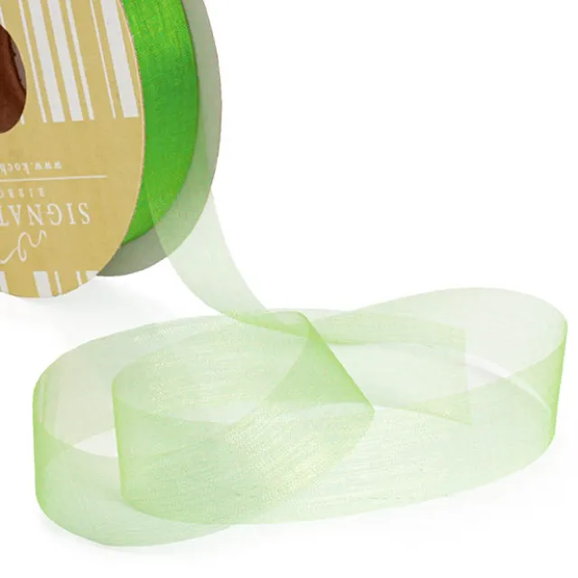 Bulk Organza Ribbon Cut Edge Lime (25mmx100m)
