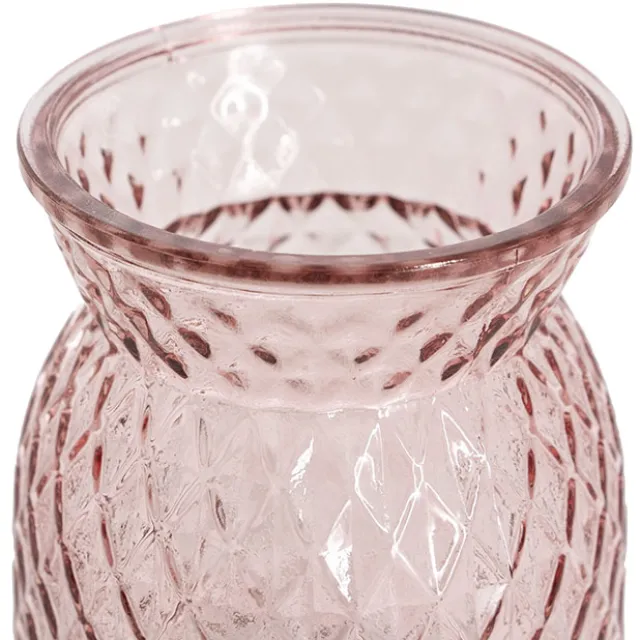 Glass Ann Posy Bottle Vase Light Pink(12x16cmH)
