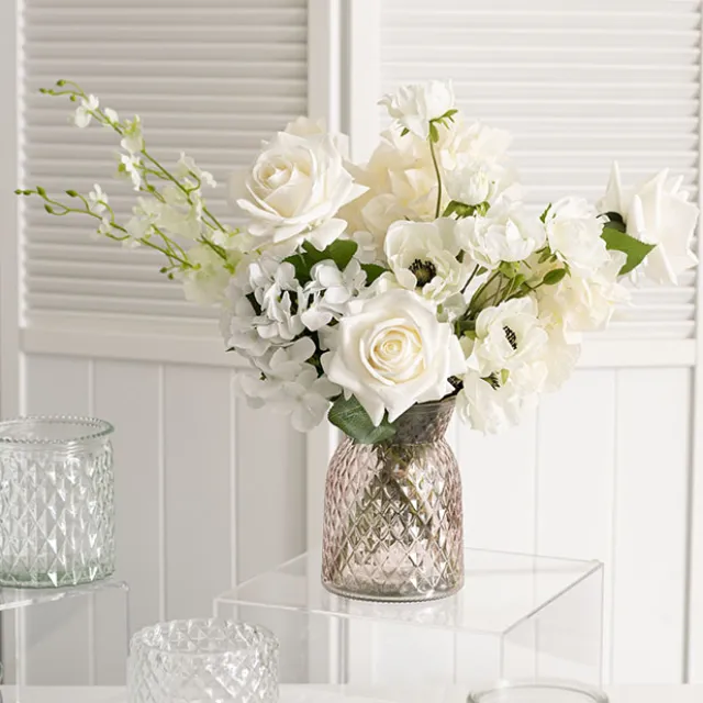 Glass Ann Posy Bottle Vase Light Pink(12x16cmH)