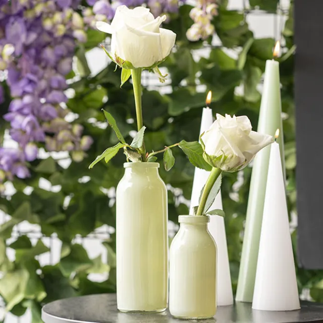 Glass Classic Milk Bottle Solid Glossy Sage (5x10cmH)