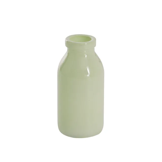 Glass Classic Milk Bottle Solid Glossy Sage (5x10cmH)