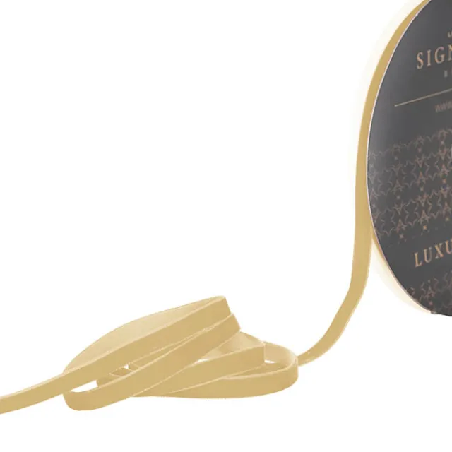 Ribbon Premium Plush Velvet Woven Edge Natural (15mmx20m)