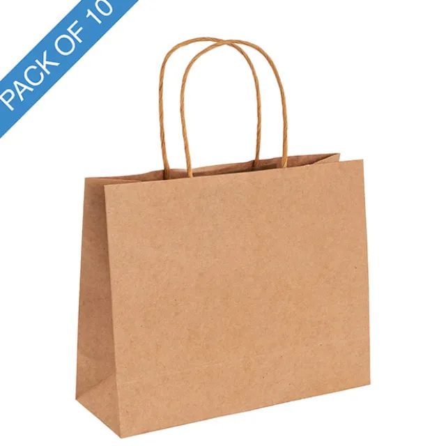 Kraft Paper Bag Boutique Jumbo Brown Pk10 (450Wx100Gx350mmH)