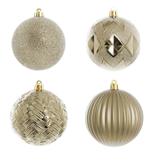 Decorative Assorted Hanging Baubles Set 24 Champagne (8cmD)