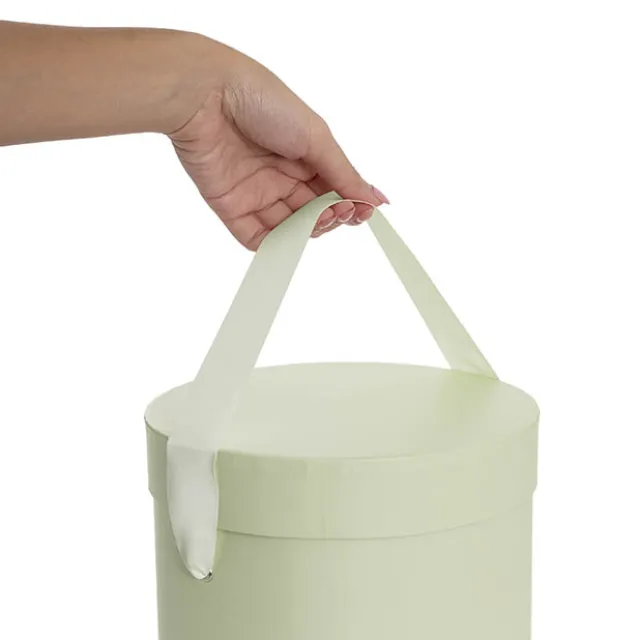 Flower Hat Box Tall Round Sage Green Set 3 (24.5Dx30cmH)