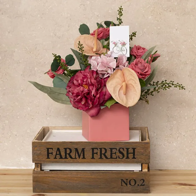 Mini Posy Box Matte Autolock Base Pk25 Deep Coral (13x12cmH)