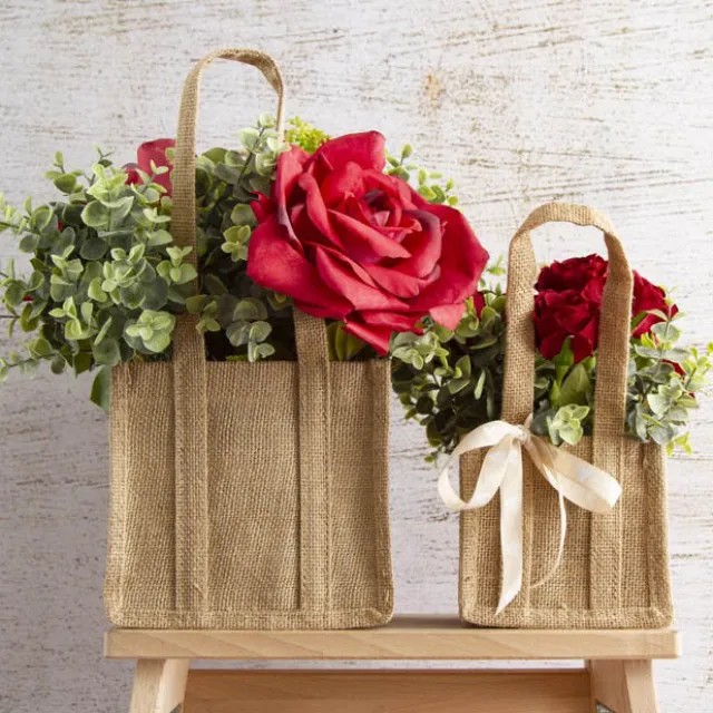 Natural Jute Posy Bag With Plastic Liner (15x15x14cmH)