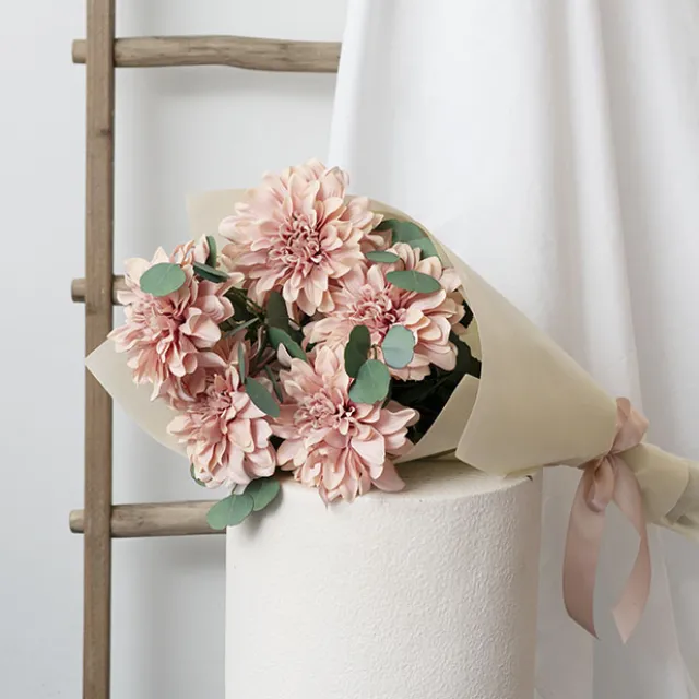 Dahlia Long Stem w Lge Flower Head Blush Pink (19cmDx80cmH)