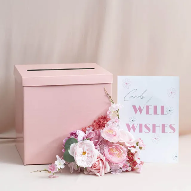 Wishing Well Card Box Flat Pack Baby Pink (305x305x300mmH)