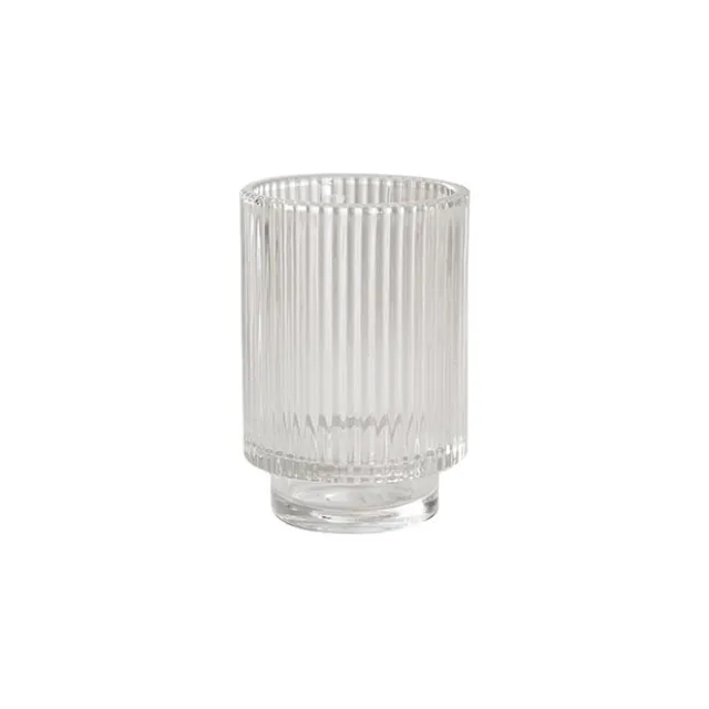 Glass Craft Ripple Vase Candle Holder Clear (8.7x12.8cmH)