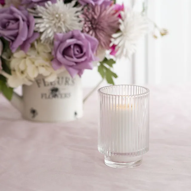 Glass Craft Ripple Vase Candle Holder Clear (8.7x12.8cmH)