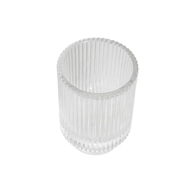 Glass Craft Ripple Vase Candle Holder Clear (8.7x12.8cmH)