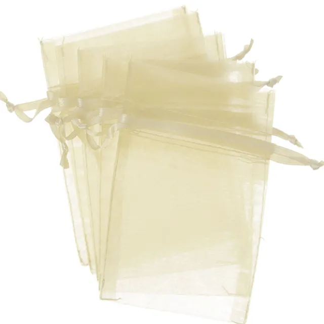 Organza Gift Bomboniere Bag Large Ivory Pack 10 (15x24cmH)