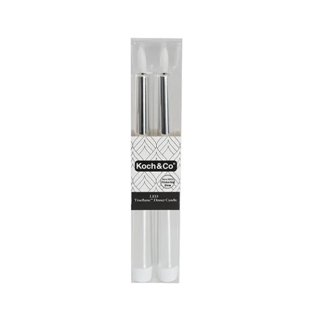 Event LED Trueflame Taper Candle Chrome 2 Pack (2.2x22.5cmH)