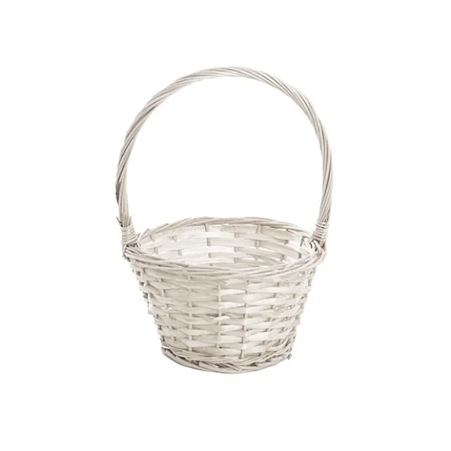 Flower Girl Basket Oval Willow White (19x23x27cmH)