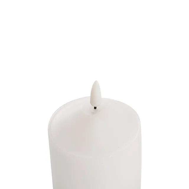 Wax LED Trueflame Flickering Pillar Candle White (7.5X20cmH)
