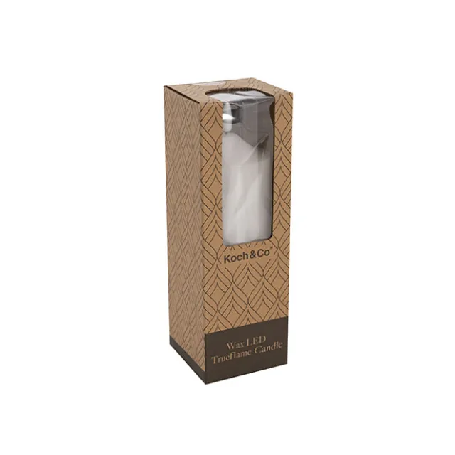 Wax LED Trueflame Flickering Pillar Candle White (7.5X20cmH)