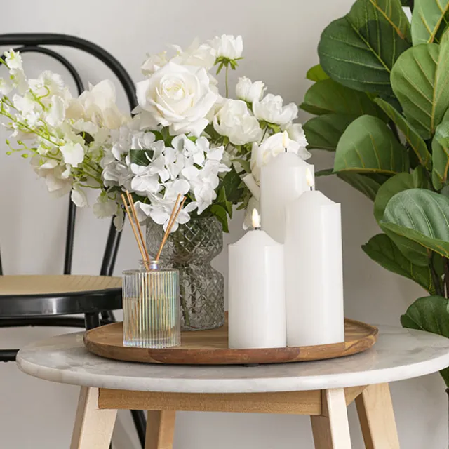 Wax LED Trueflame Flickering Pillar Candle White (7.5X20cmH)