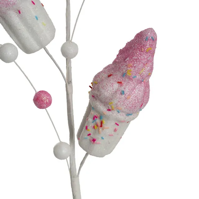 Icecream Cone Spray w Sprinkles Pink & White (50cmH)