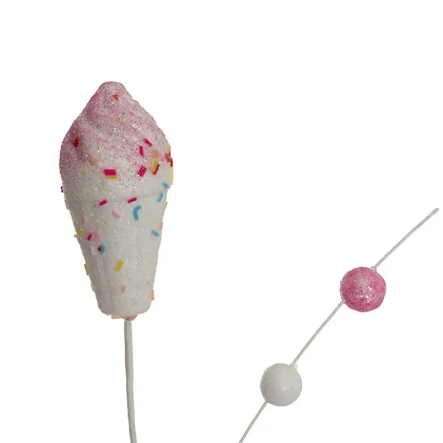 Icecream Cone Spray w Sprinkles Pink & White (50cmH)