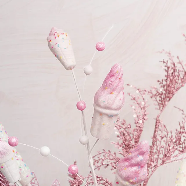 Icecream Cone Spray w Sprinkles Pink & White (50cmH)