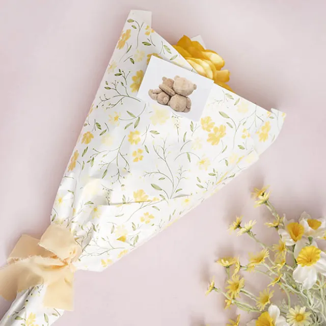 Cello Regal 65mic Delightful Flowers Yellow Pk100 (50x70cm)