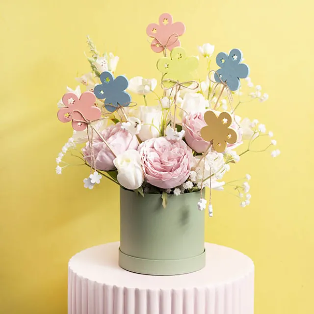 Pick Wooden Flowers Assorted Pack 12 (7cmx28cmH)