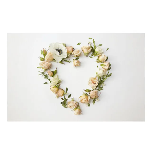 Cards White Heart in Flowers (10x6.5cmH) Pack 50