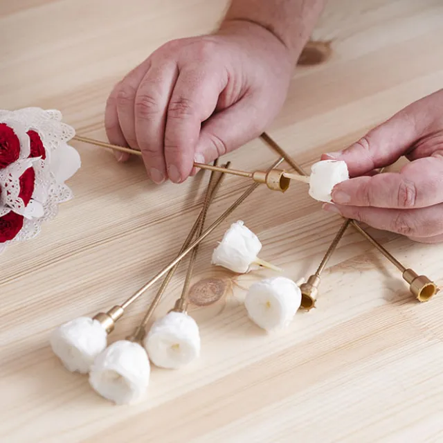 Flower Head Stem Extenders Pack 10 Gold (1.1cmDx20cmH)