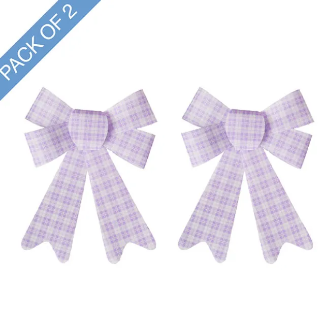 Pre-Made Bow Fabric Top Checkers Oh Lilac Pack 2 (14x19cm)
