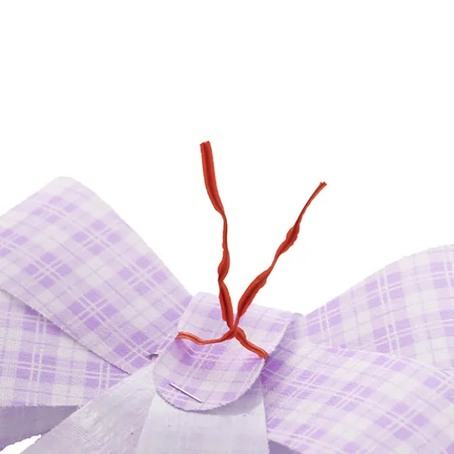 Pre-Made Bow Fabric Top Checkers Oh Lilac Pack 2 (14x19cm)