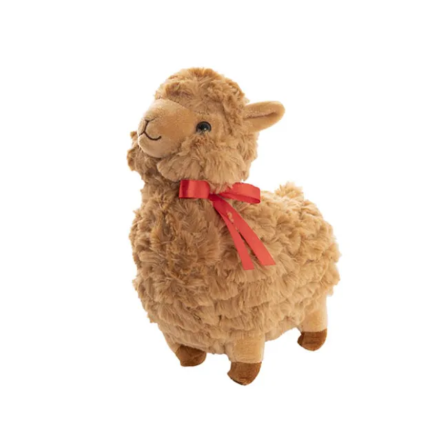 Fuzzy Wuzzy Plush Llama w Bow Brown (24cmHT)