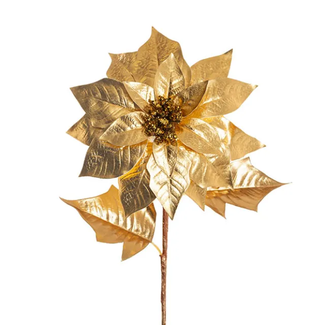 Poinsettia Stem Gold (24cmDx66cmH)