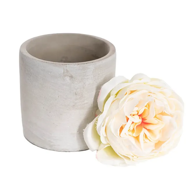 Cement Floral Cylinder Grey (10Dx10cmH)