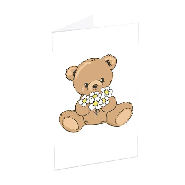 Classic Gift Card & Envelope Bear & Flowers Pk25(6.5x10cmH)