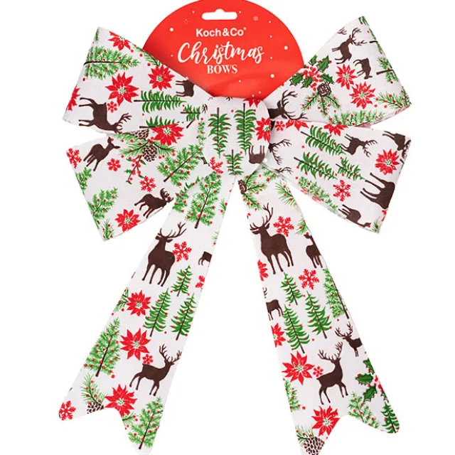 Pre-Made Bow Fabric Top Christmas White (28*37cm)