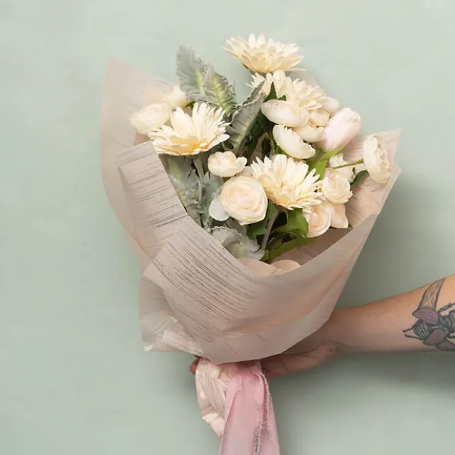 Frosted Cello 50mic Designer Stripes Blush Pk100 (50x70cm)